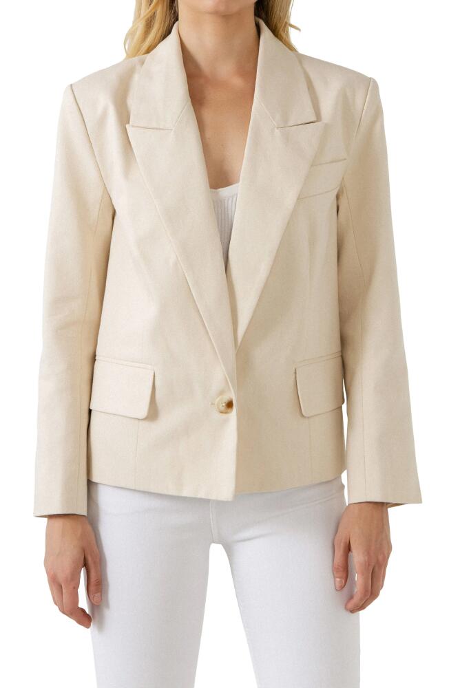 English Factory One Button Cotton Blazer in Beige Cover