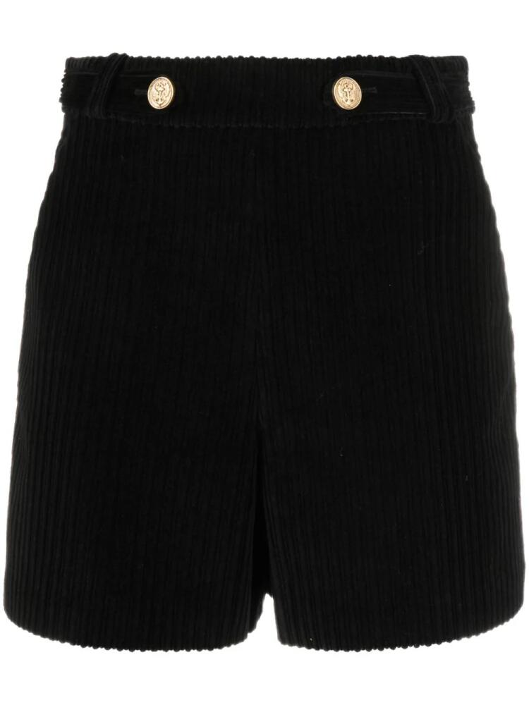 RED Valentino high-waisted corduroy cotton shorts - Black Cover