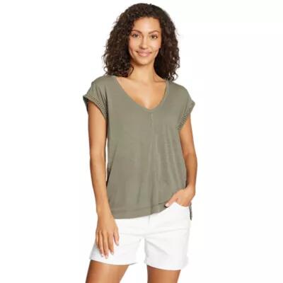 Eddie Bauer Women's Gate Check V-Neck - Crochet Cover