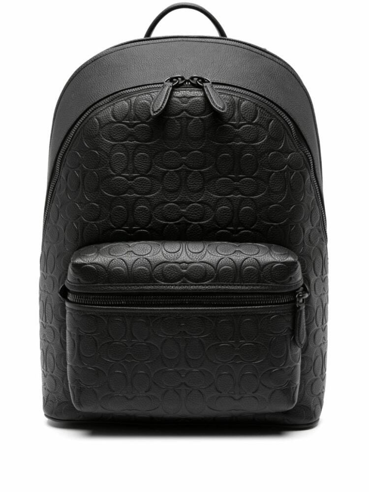 Coach Charter logo-pattern leather backpack - Black Cover