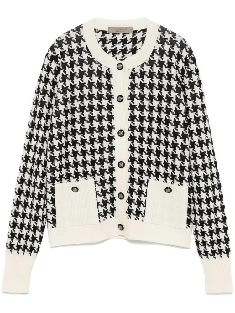 D.Exterior houndstooth cardigan - White Cover