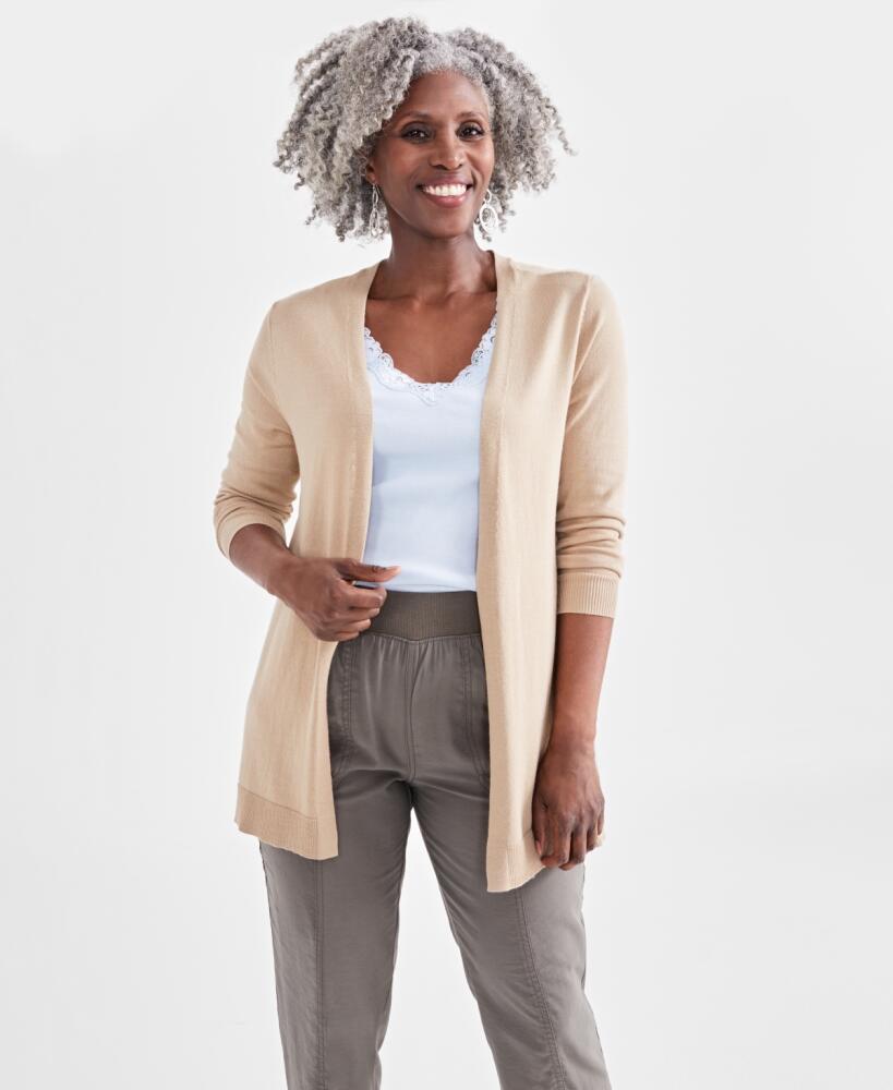 Style & Co Women's Open Front Cardigan Sweater, Created for Macy's - Travertine Tile Cover