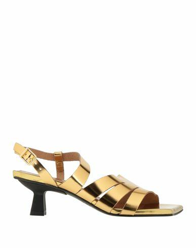 Ganni Woman Sandals Gold Soft Leather Cover