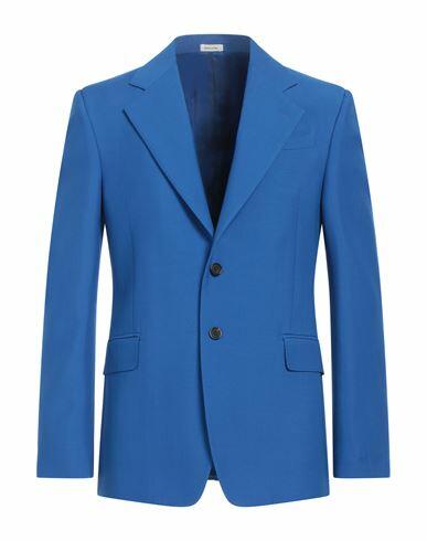 Alexander Mcqueen Man Blazer Blue Wool, Mohair wool Cover