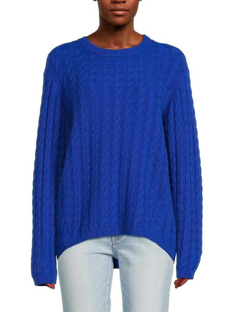 Design 365 Women's Cable Knit Cashmere Sweater - Lapis Cover