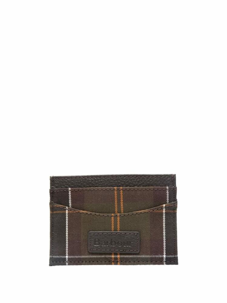 Barbour logo-patch tartan-print cardholder - Brown Cover