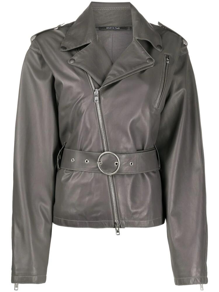 Maison Margiela belted leather jacket - Grey Cover