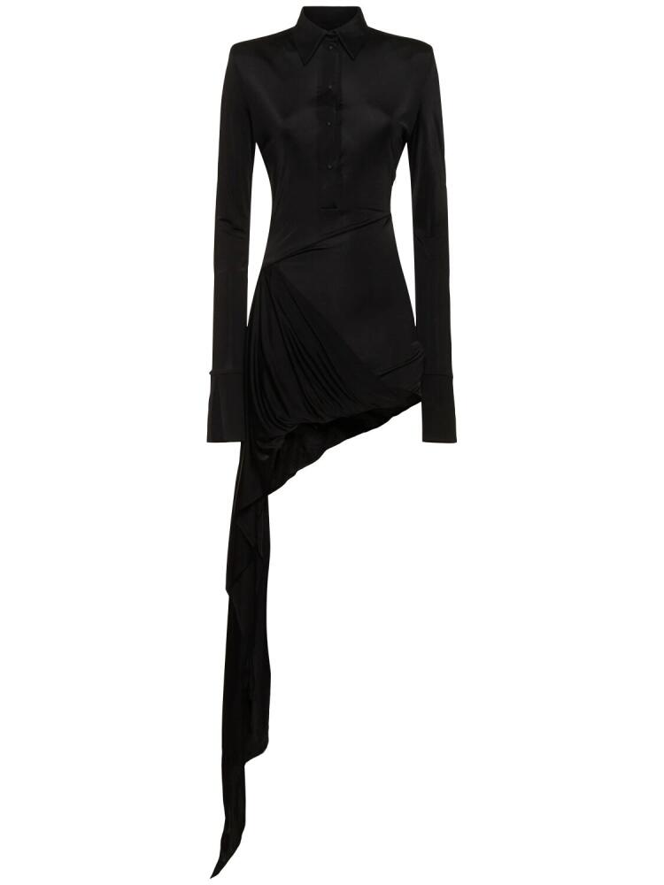 DAVID KOMA Draped Fluid Jersey Polo Mini Dress Cover