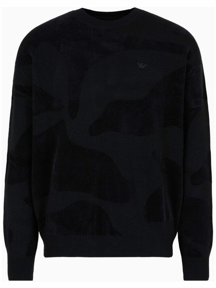 Emporio Armani logo-patch camouflage-pattern jumper - Black Cover