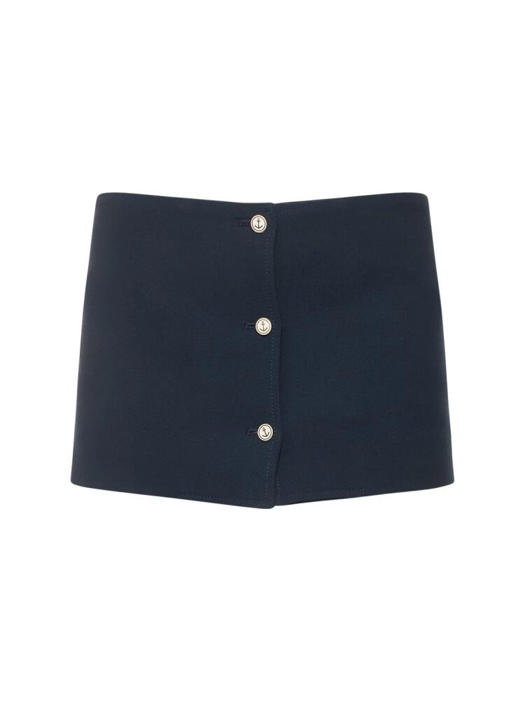 THOM BROWNE Wool Crepe Low Rise Mini Skirt W/buttons Cover