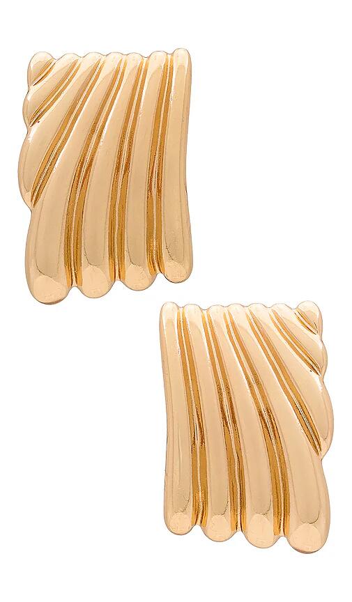 Amber Sceats Ribbed Statement Earring in Metallic Gold Cover