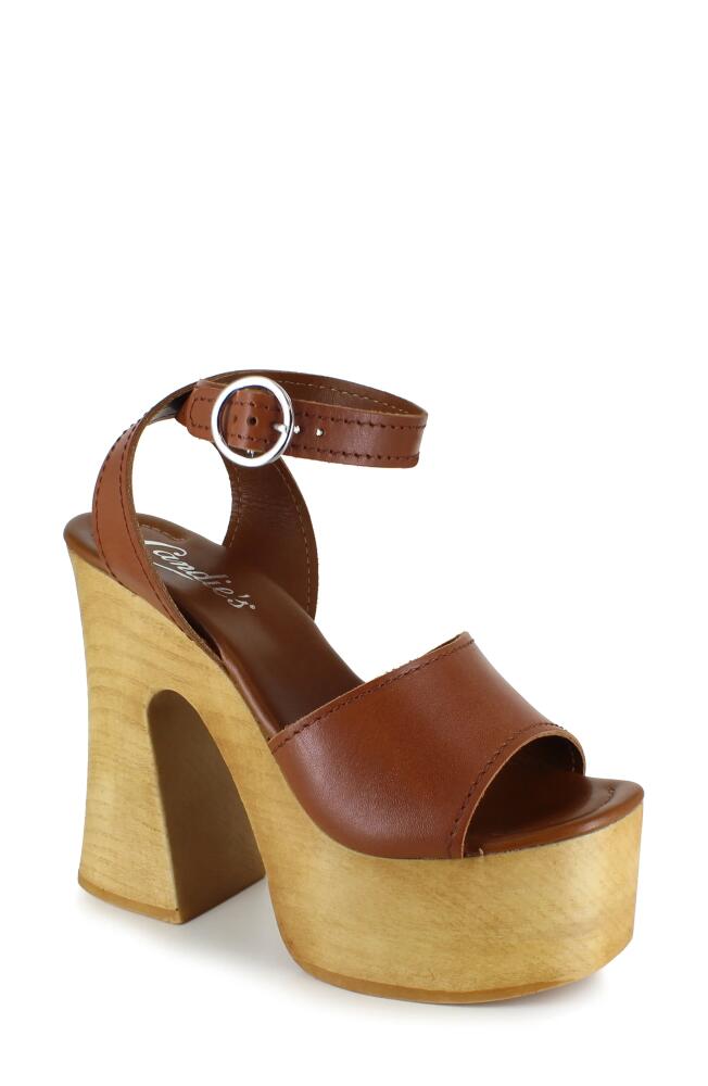 Candie's Ida Platform Sandal in Tan Leather Cover