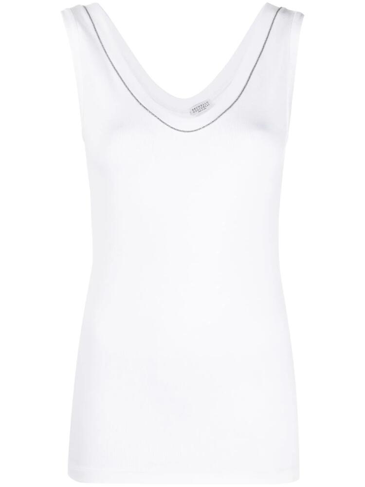 Brunello Cucinelli crystal-detail vest top - White Cover