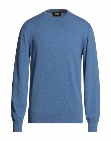 Alpha Studio Man Sweater Azure Wool Cover