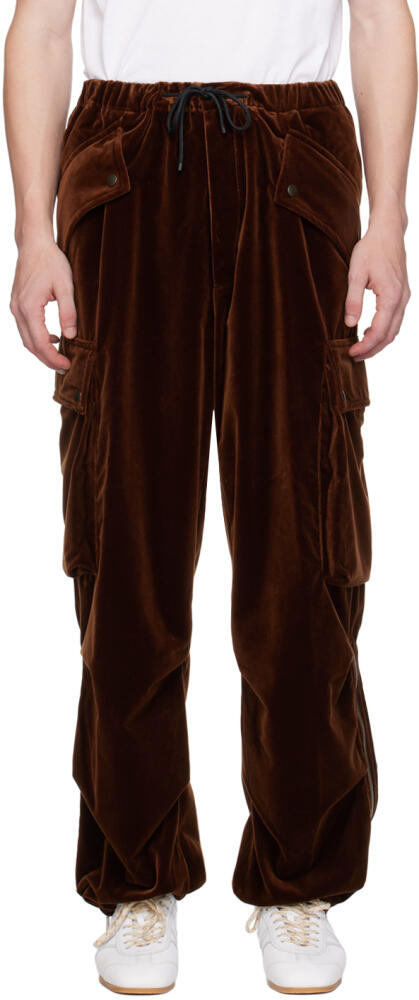 Dries Van Noten Brown Velour Cargo Pants Cover