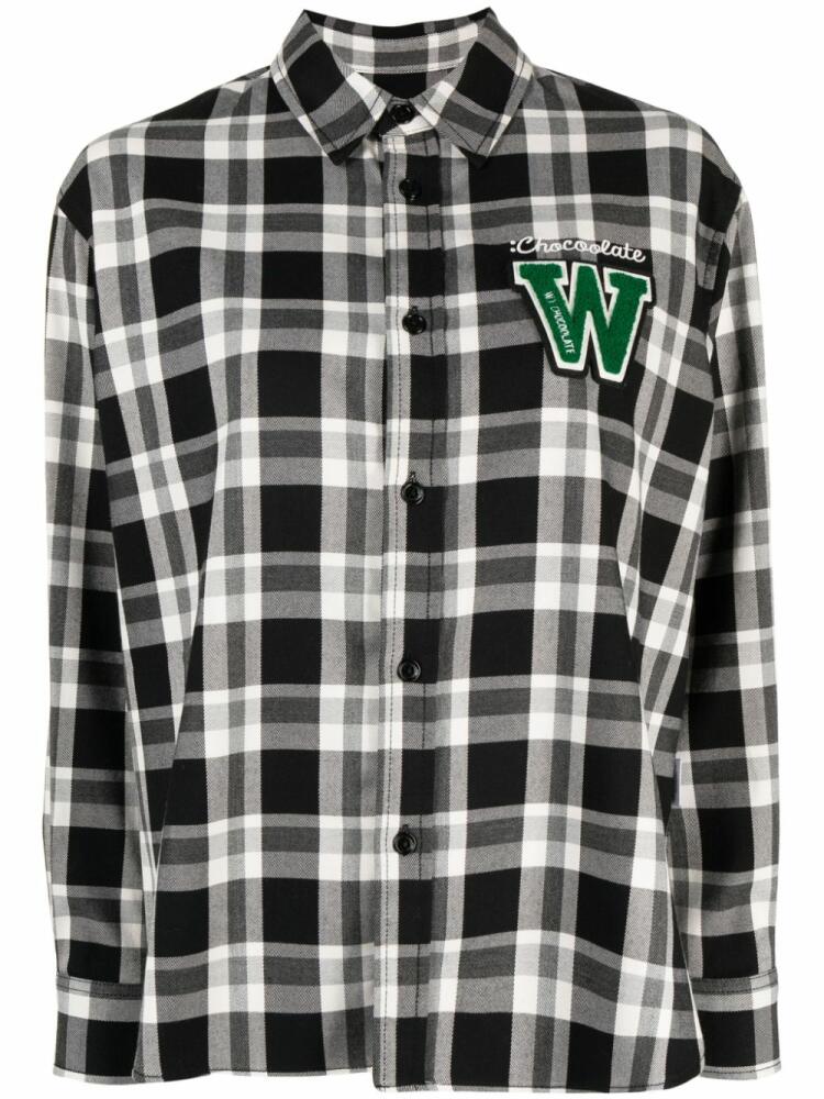 CHOCOOLATE logo-appliqué checked shirt - Black Cover