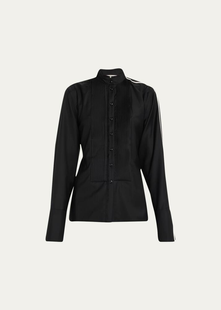 Peter Do Pleated Bib-Front Tuxedo Blouse Cover