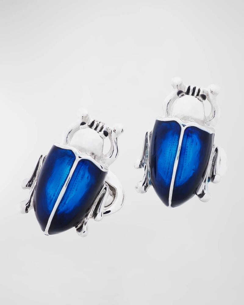 Jan Leslie Men's Sterling Silver Ombre Enamel Beetle Cufflinks Cover