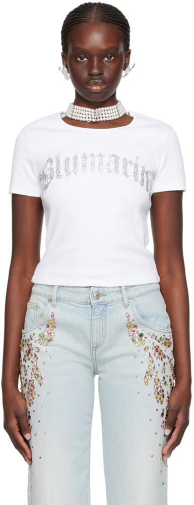 Blumarine White Crystal-Cut T-Shirt Cover