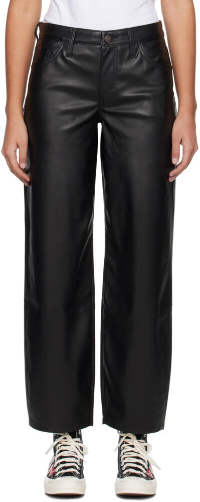 Levi's Black Baggy Dad Faux-Leather Trousers Cover