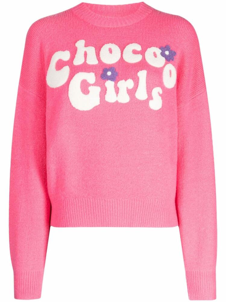 CHOCOOLATE logo-embroidered crew-neck jumper - Pink Cover