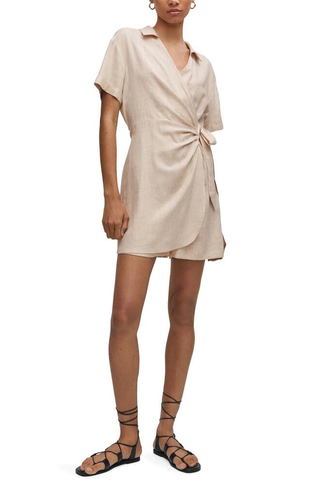 MANGO Wrap Romper in Sand Cover