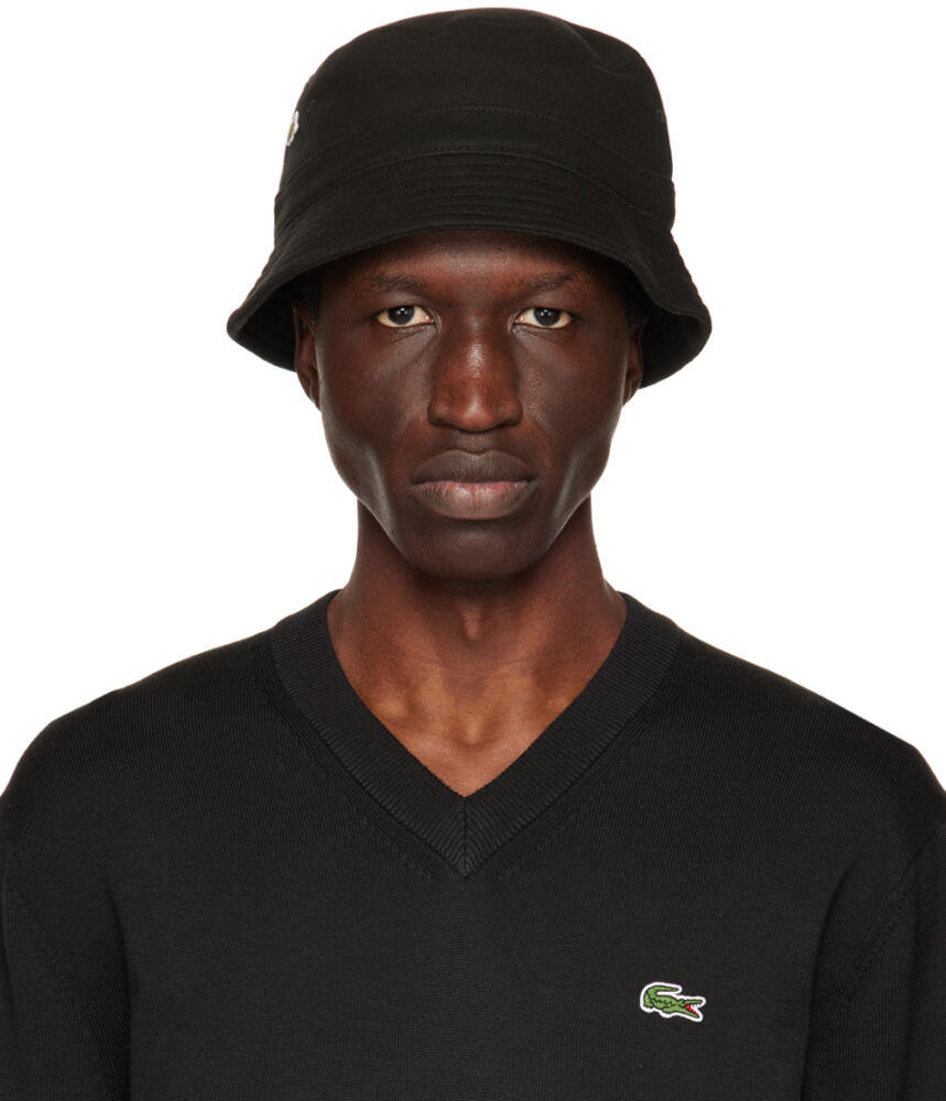 Lacoste Black Patch Bucket Hat Cover