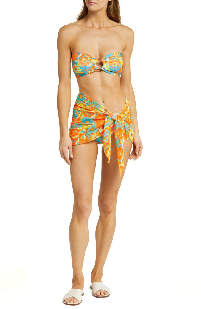 Kulani Kinis Floral Sheer Mesh Cover-Up Sarong in Miami Moon Cover