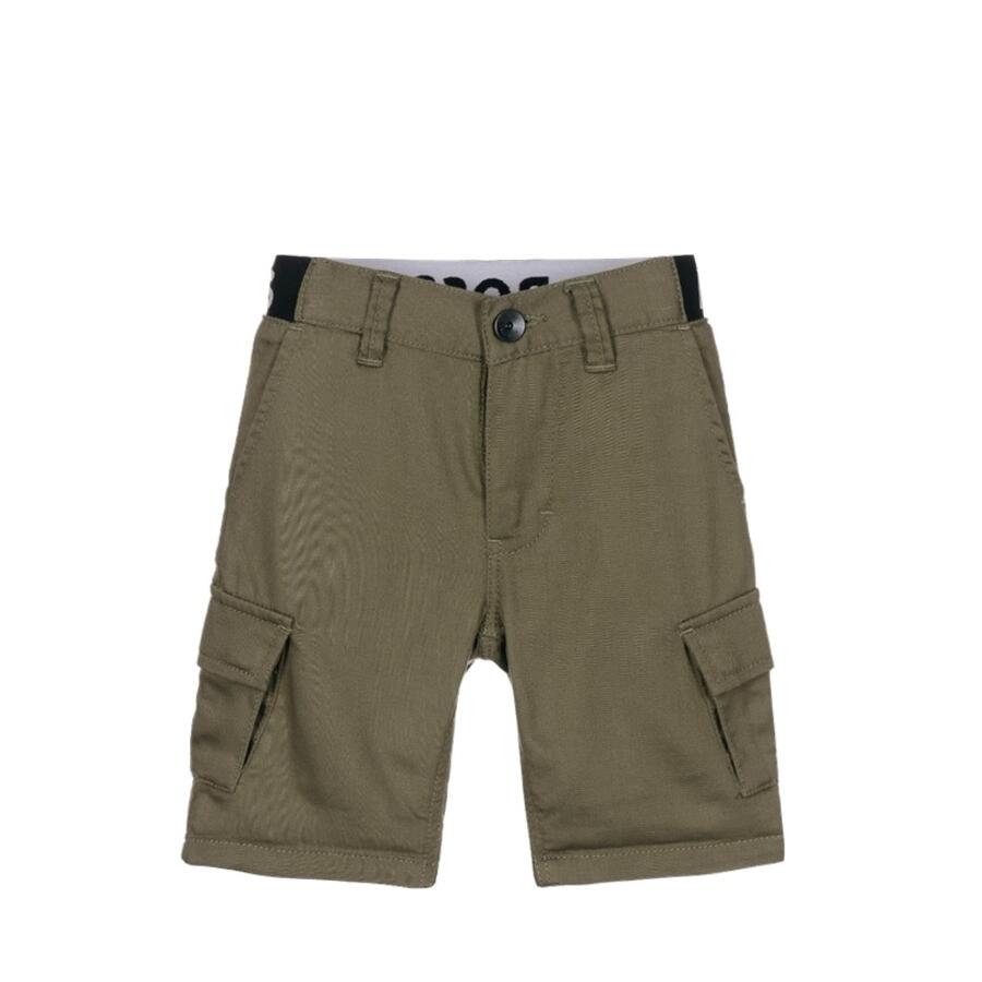 Hugo Boss Boys Green Bermuda Cargo Shorts Cover