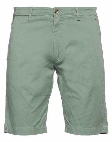 Officina 36 Man Shorts & Bermuda Shorts Sage green Cotton, Elastane Cover