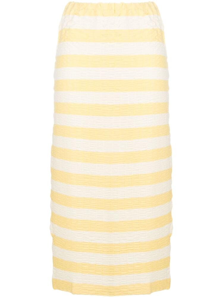 Sunnei stripe-pattern straight midi skirt - Yellow Cover