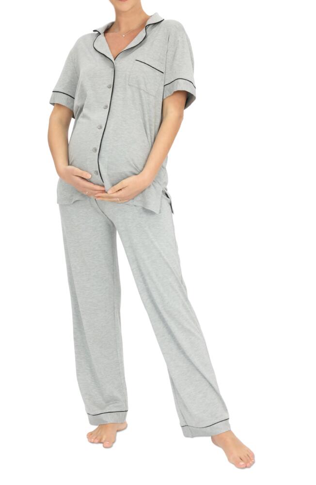 Angel Maternity Short Sleeve Maternity Pajamas in Marl Gray Cover