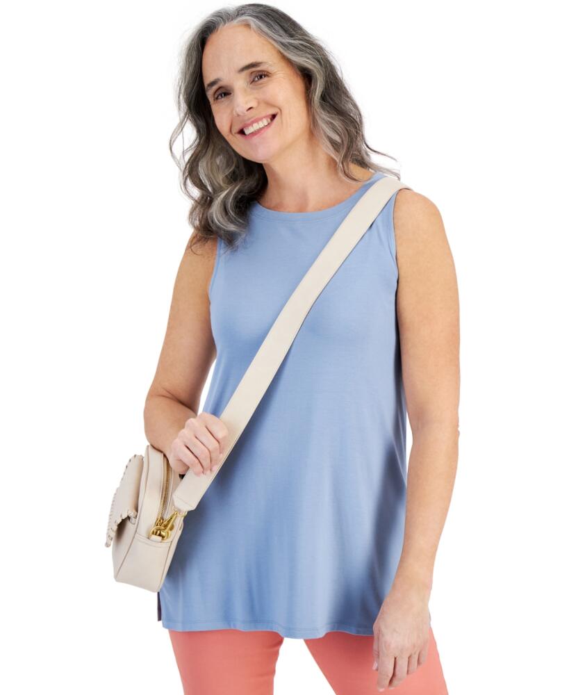 Style & Co Petite Boat-Neck Layering Sleeveless Tank Top, Created for Macy's - Blue Fog Cover