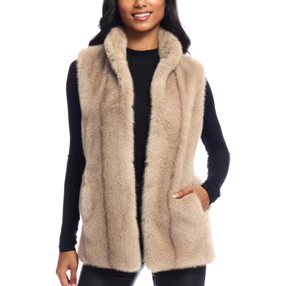 DONNA SALYERS FABULOUS FURS Signature Series Hook Faux Fur Vest in Vintage Mink Cover