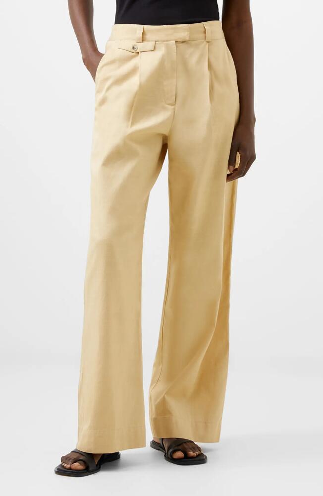 French Connection Alania City Pleat Wide Leg Pants in Biscotti Cover