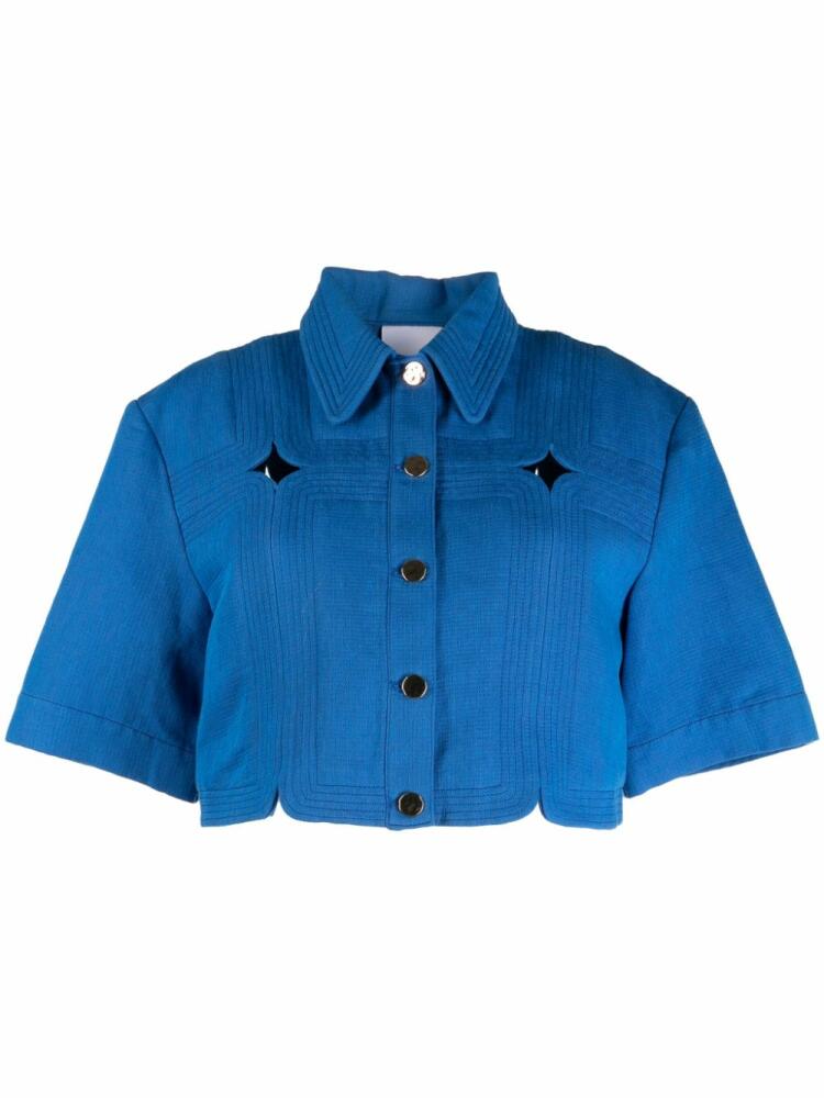 Acler Briar cut-out cropped shirt - Blue Cover