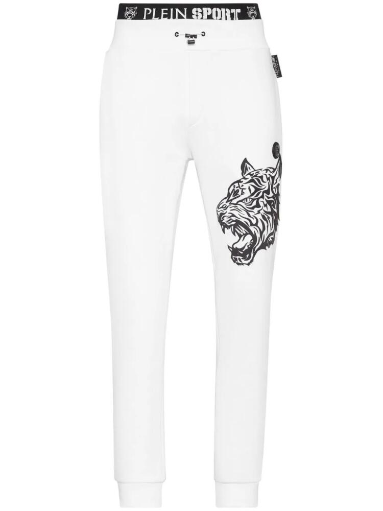 Plein Sport tiger-print logo-waistband track pants - White Cover