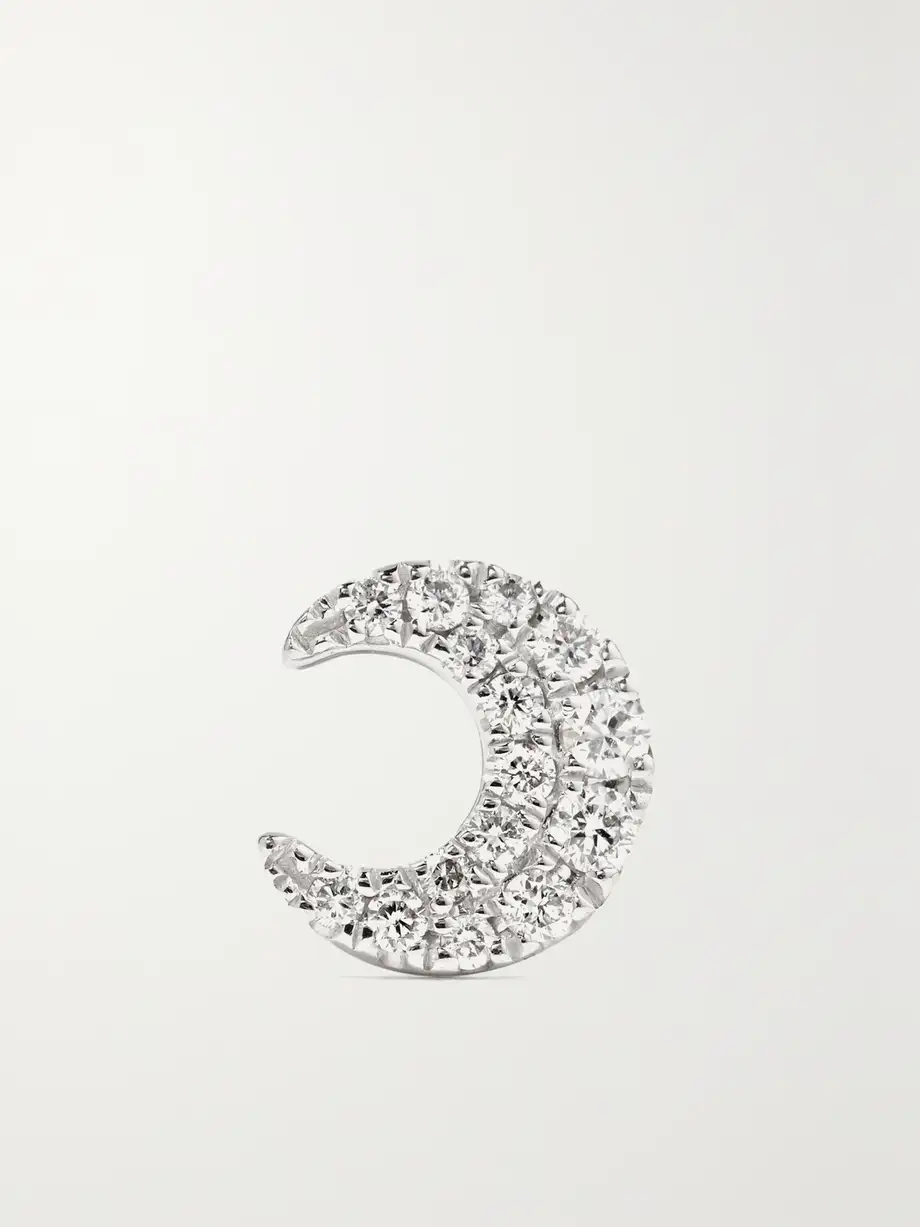 MARIA TASH - Moon 18-karat White Gold Diamond Earring - Silver Cover