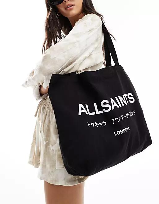 AllSaints Underground unisex acid tote bag in black Cover