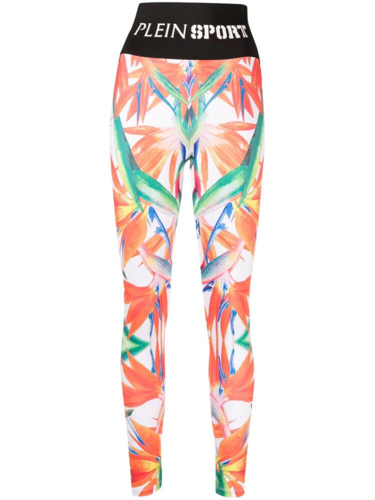 Plein Sport floral-print stretch leggings - Black Cover