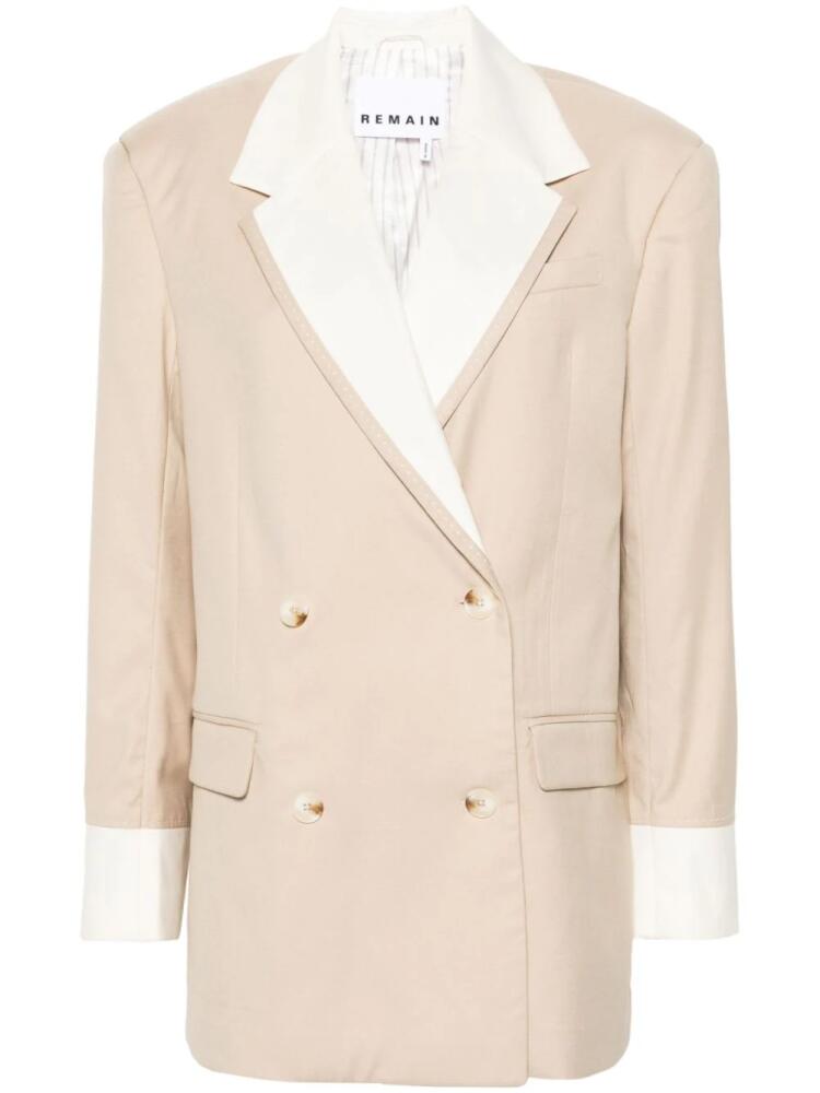 REMAIN two-tone double-breasted blazer - Neutrals Cover