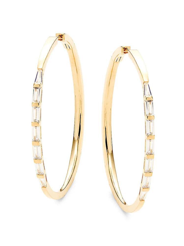 Adriana Orsini Women's 18K Goldplated & Cubic Zirconia Stacked Large Taper Hoop Earrings Cover