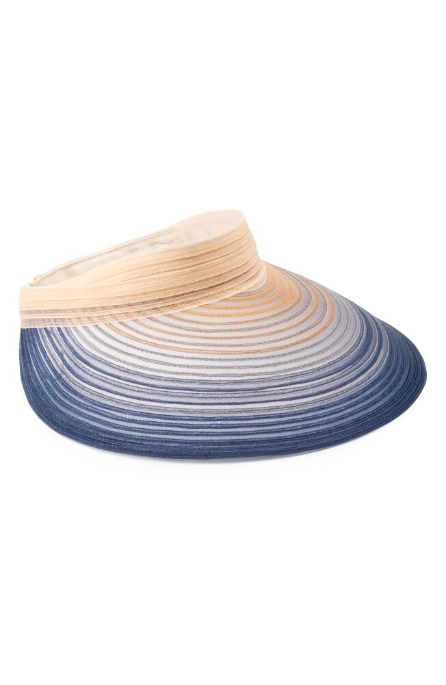 Eugenia Kim Trixie Wide Brim Packable Visor in Beige/Blue Cover