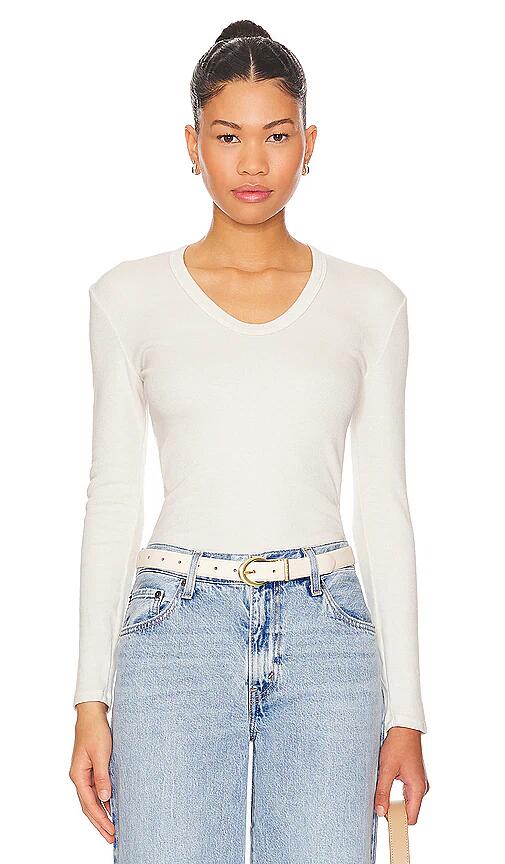 perfectwhitetee U Neck Rib Long Sleeve in Cream Cover