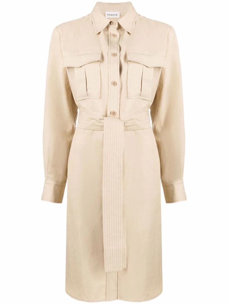 P.A.R.O.S.H. long-sleeve midi shirtdress - Neutrals Cover