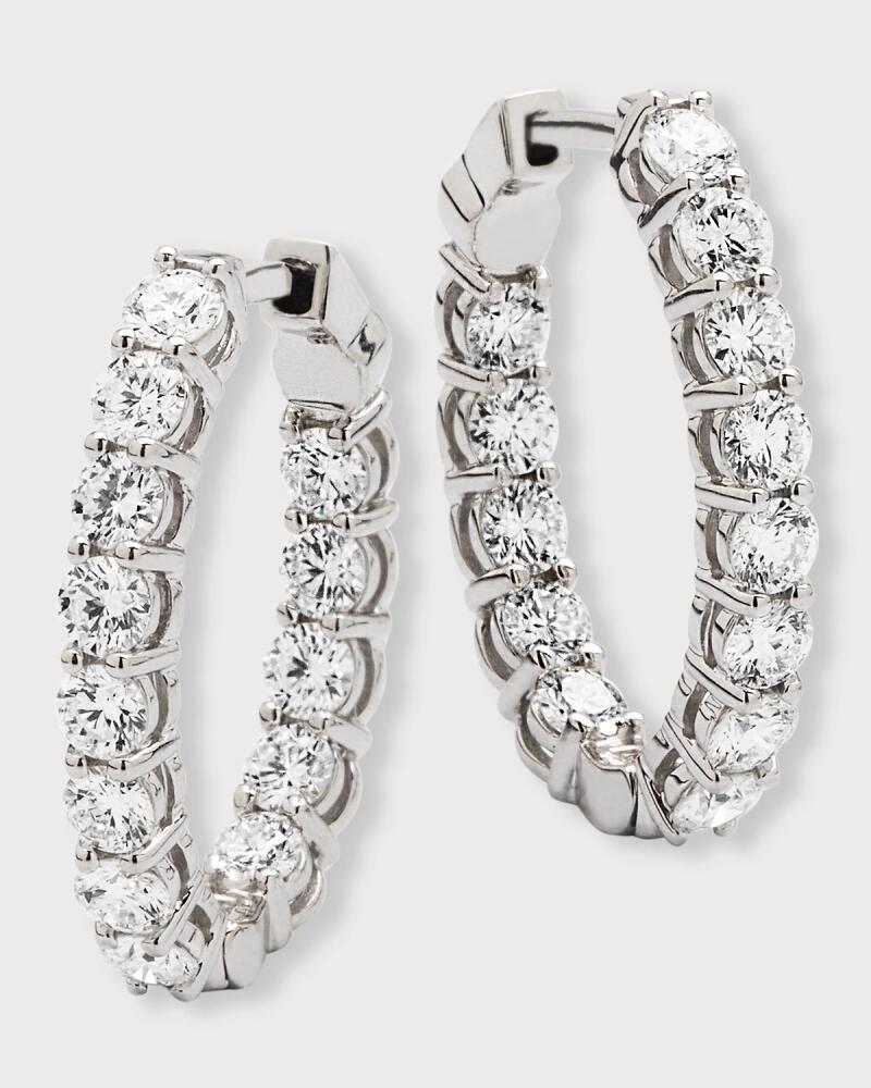 Neiman Marcus Diamonds 18K White Gold Diamond Oval Hoop Earrings, 2.73tcw, 0.75"L Cover