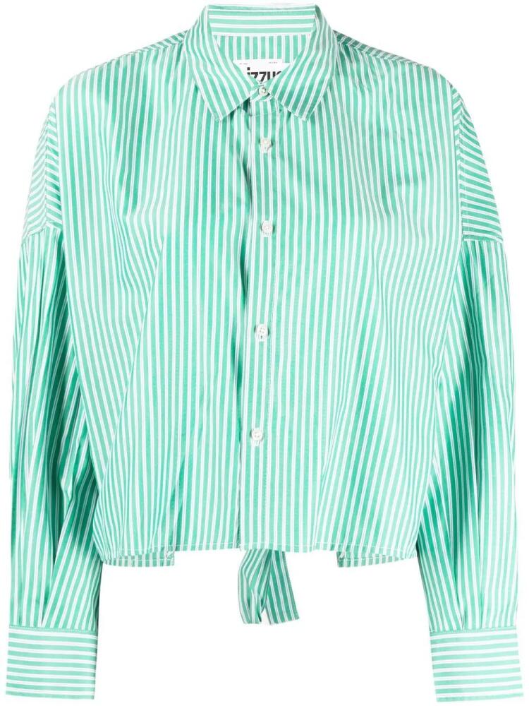 izzue open-back vertical-stripe shirt - Green Cover