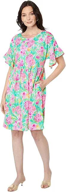 Lilly Pulitzer Tiltson Short Sleeve Dress (Resort White Pear Necessities) Women's Clothing Cover