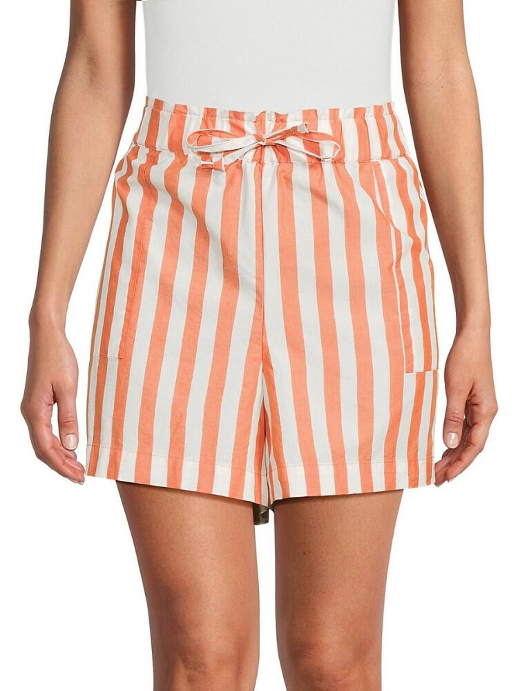 Kensie Women's Striped Flat Front Shorts - Peach Stripe Cover