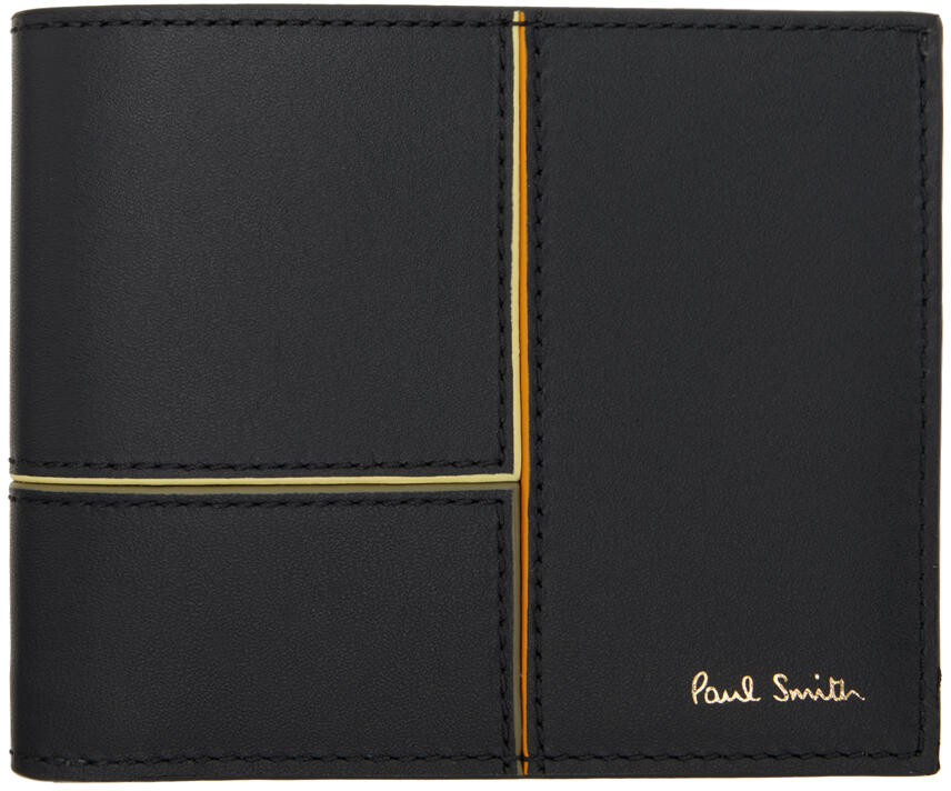 Paul Smith Black Paneled Leather Billfold Wallet Cover